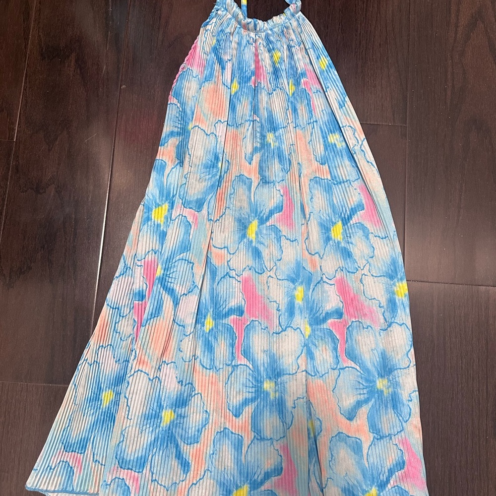 Floral Maxi Dress in Blue and Pink